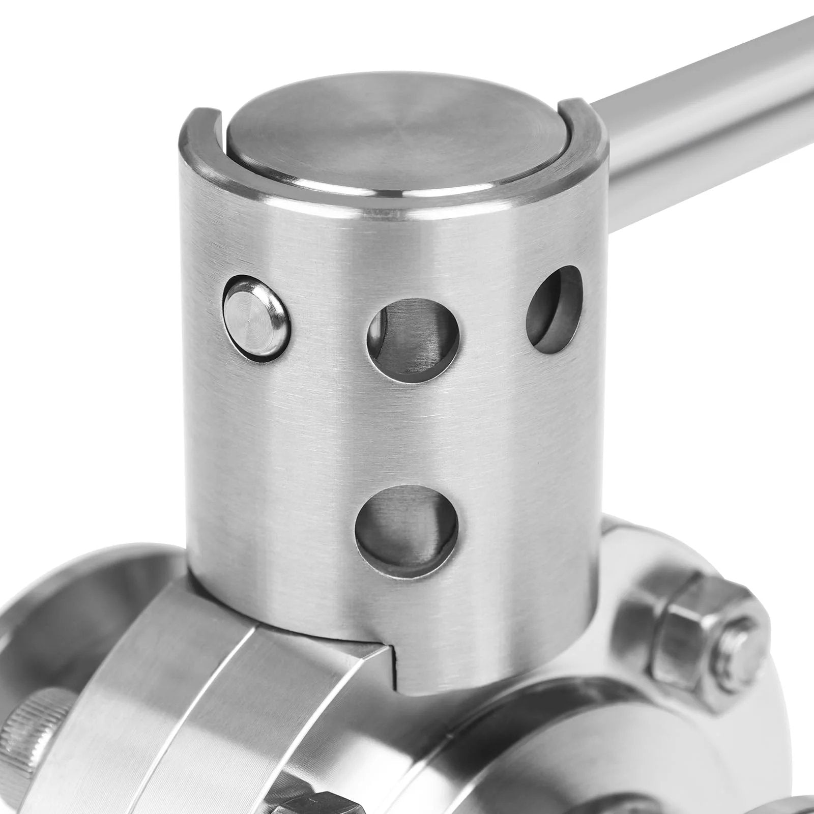 Close-up of Sanitary 1.5 Inch Butterfly Valve With Pull Handle Tri Clamp Pro Grade Stainless Steel 304 2 Pack