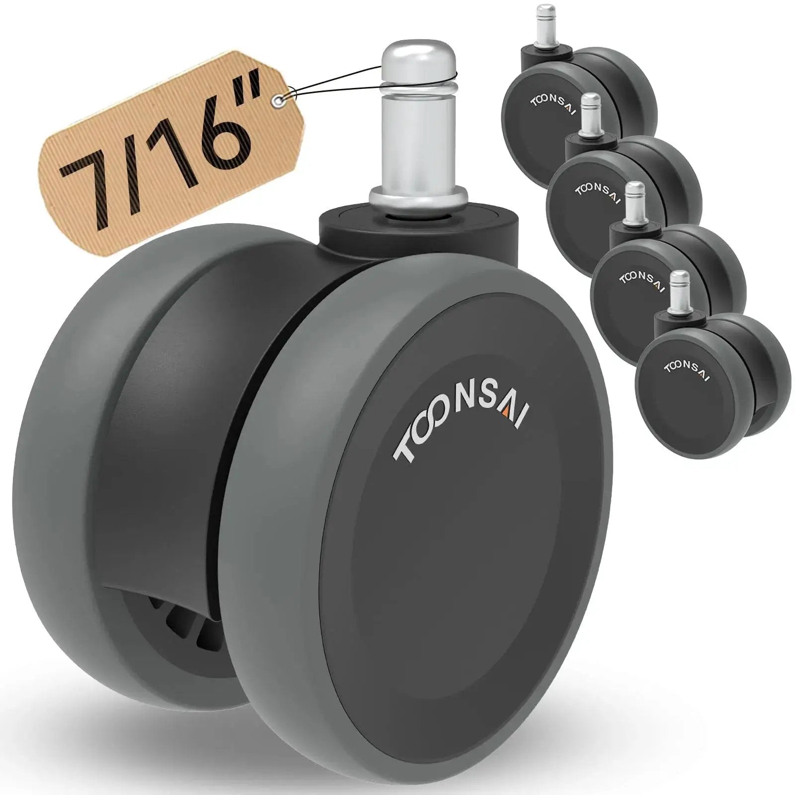 Office Chair Wheels Replacement Casters For Carpet And Hard Floors, 3 Inch Stem Set Of 5, Universal Fit, Smooth Quiet Rolling