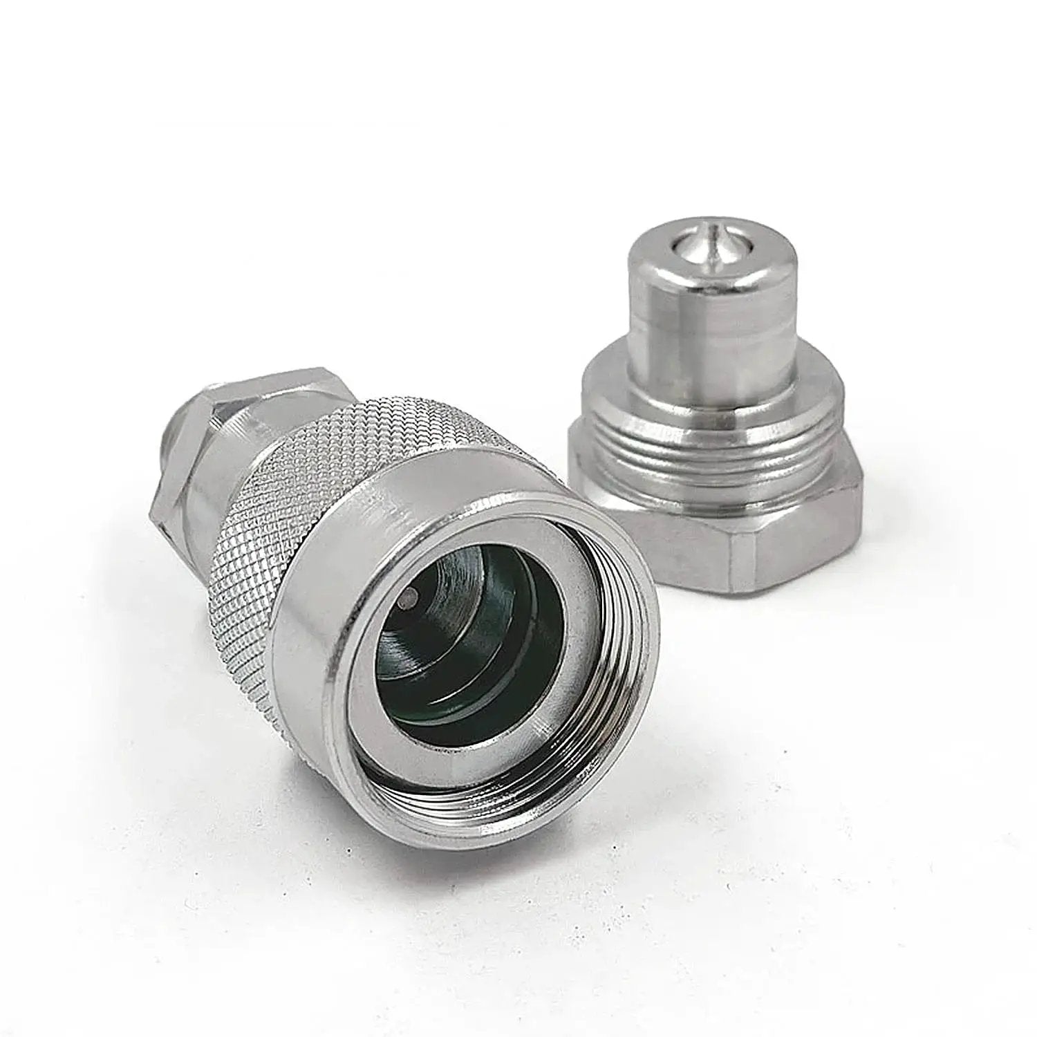 Heavy Duty High Pressure Hydraulic Quick Coupler Set With Three Eighths Inch NPT Thread Replaces Enerpac C604w includes caps