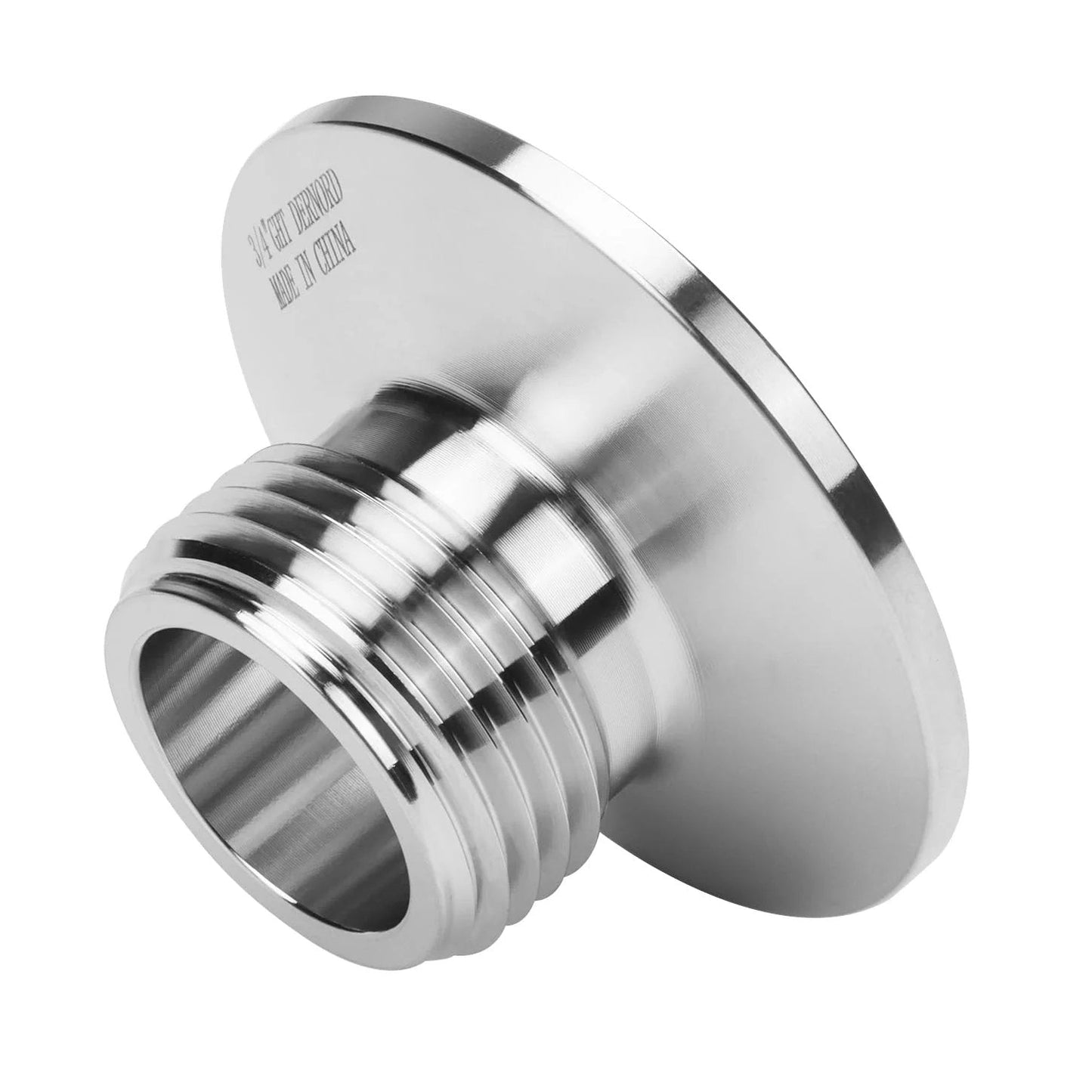 Sanitary Garden Hose Thread Fitting 3 Quarter Inch GHT Male to 1.5 Inch Tri Clamp, SS304 Stainless Steel fitting