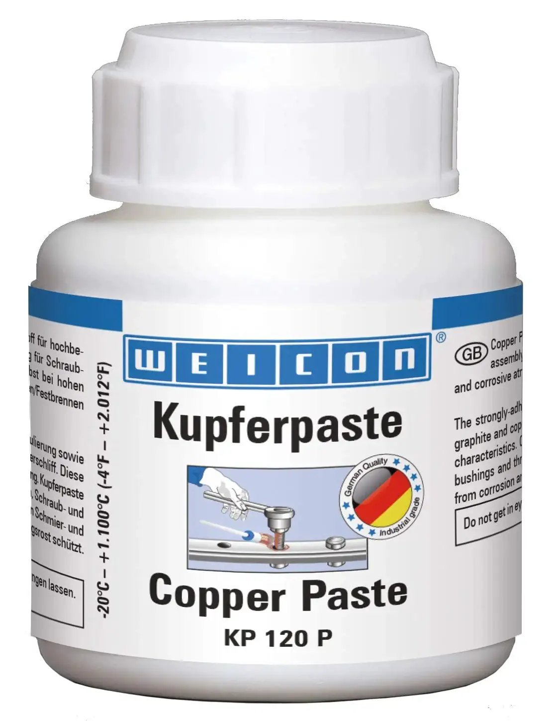 Copper Paste Anti Seize Lubricant For High Temperature Threads And Joints 4.2 Oz WEICON jar front view