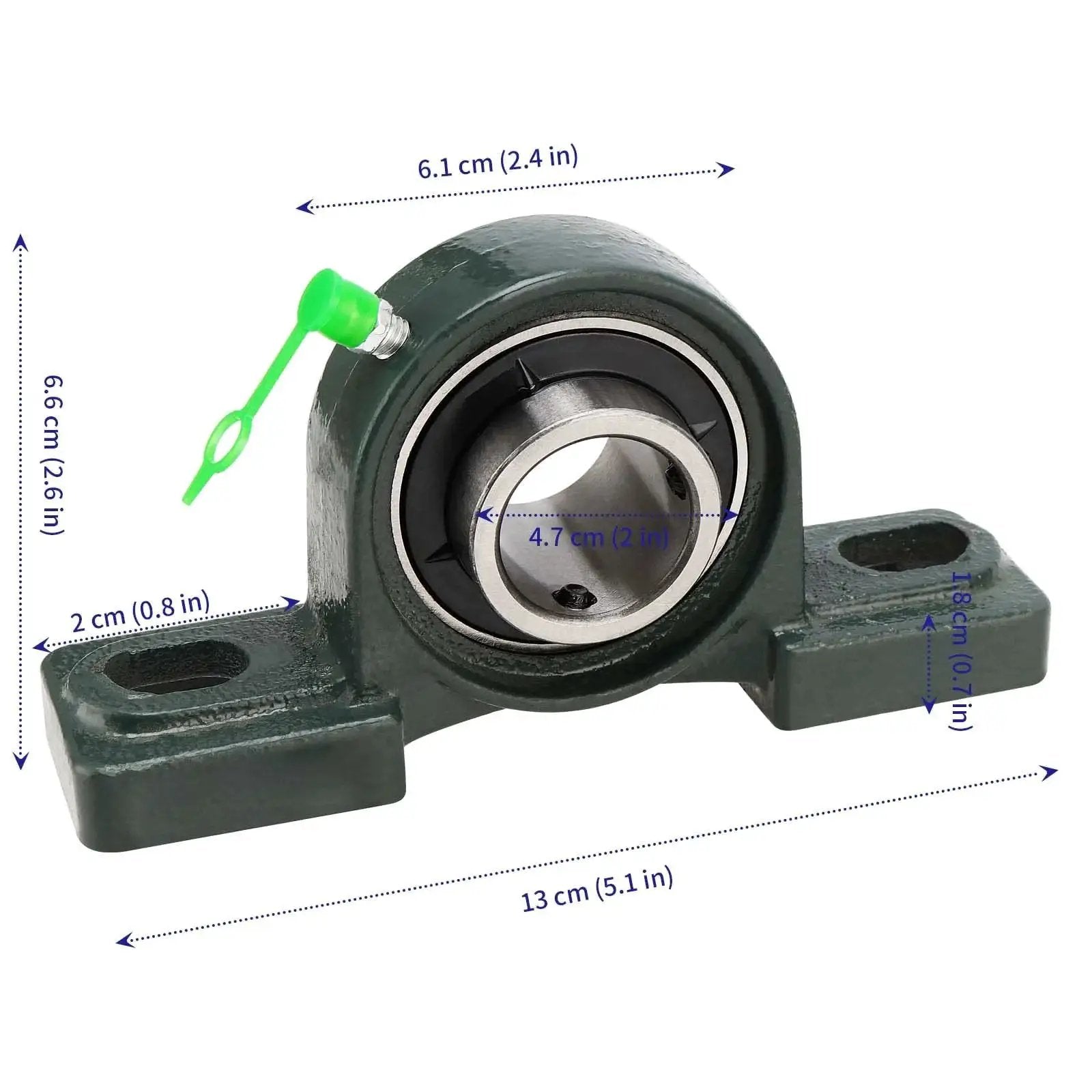 Front view of Six Piece UCP205 16 1 Inch Pillow Block Bearing Set Heavy Duty Mounted Ball Bearing With Solid Cast Iron Base.