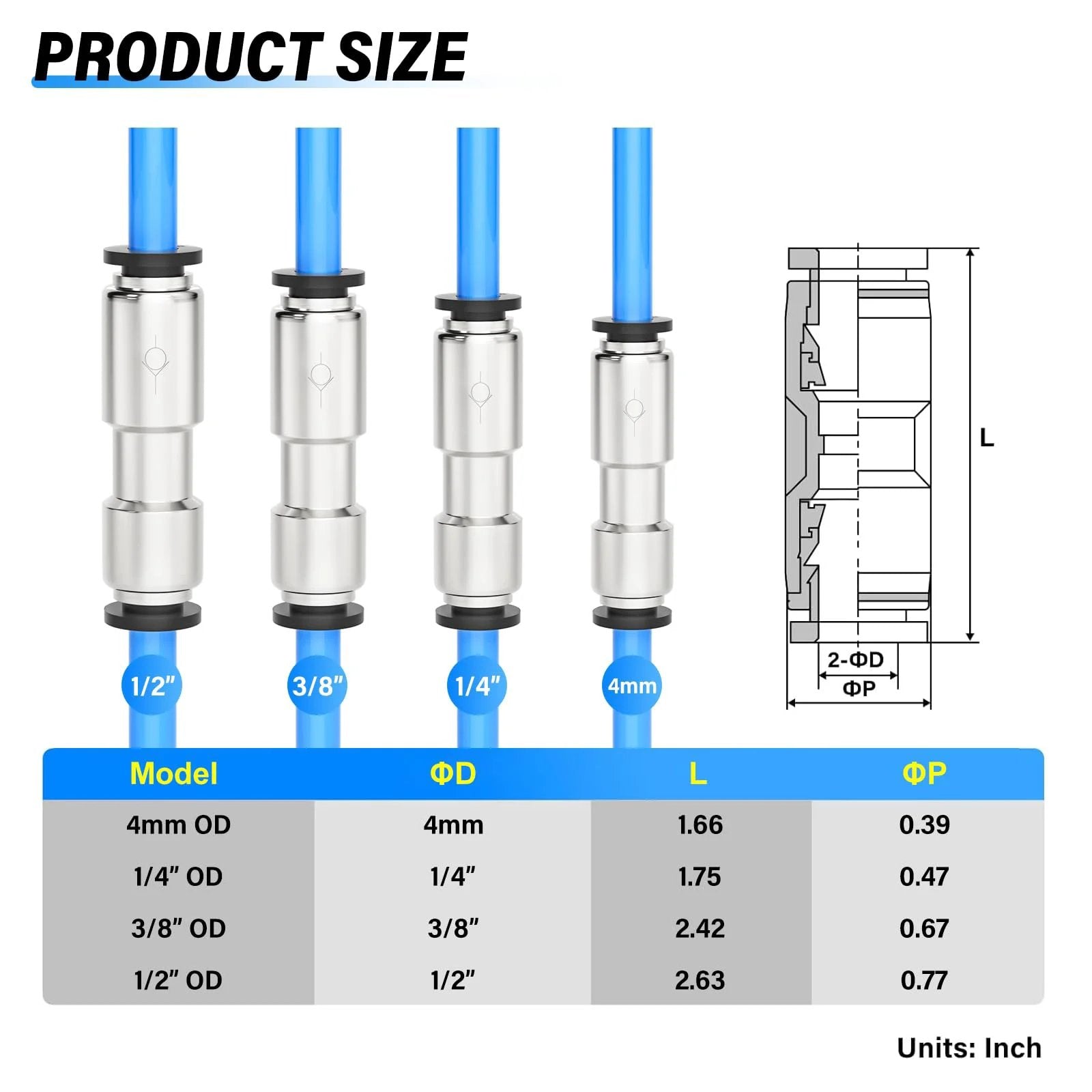 Heavy Duty Pneumatic Quarter Inch Nickel Plated Copper Quick Plug One Way Check Valve For Air Lines CVPU size chart
