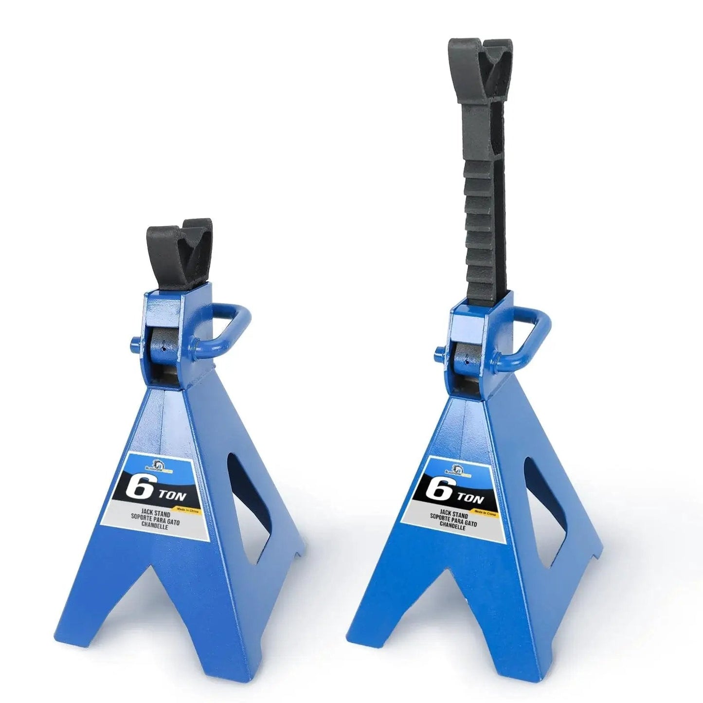 6 Ton Adjustable Jack Stands Heavy Duty Steel Lifting Stand 14.6 To 24 Inches, blue steel, ratchet mechanism, pair of stands