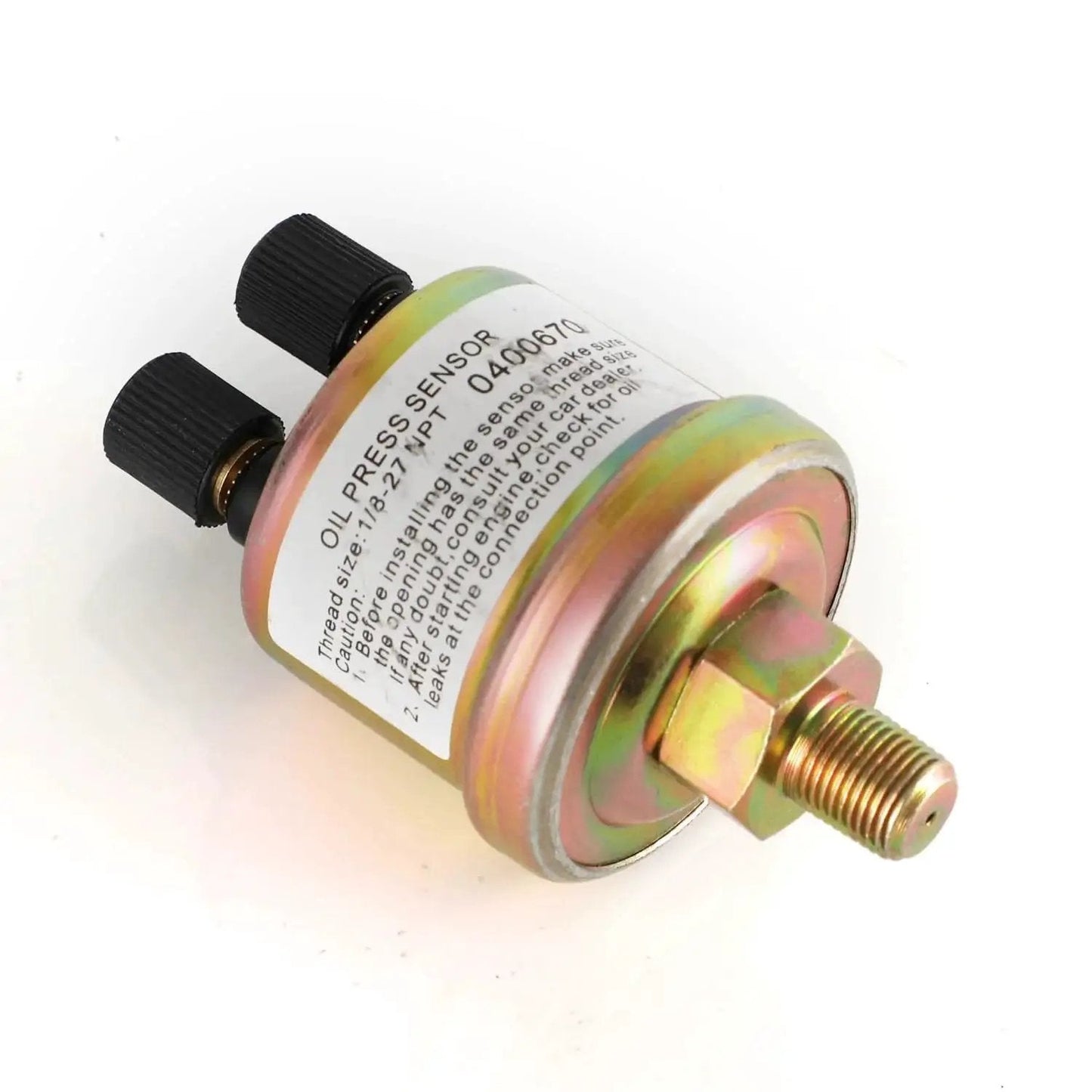 One eighth NPT electronic sensor from Oil Pressure Gauge Kit For Cars And Trucks 0 To 140 PSI 52 Millimeter Dial Seven Color Glow Display