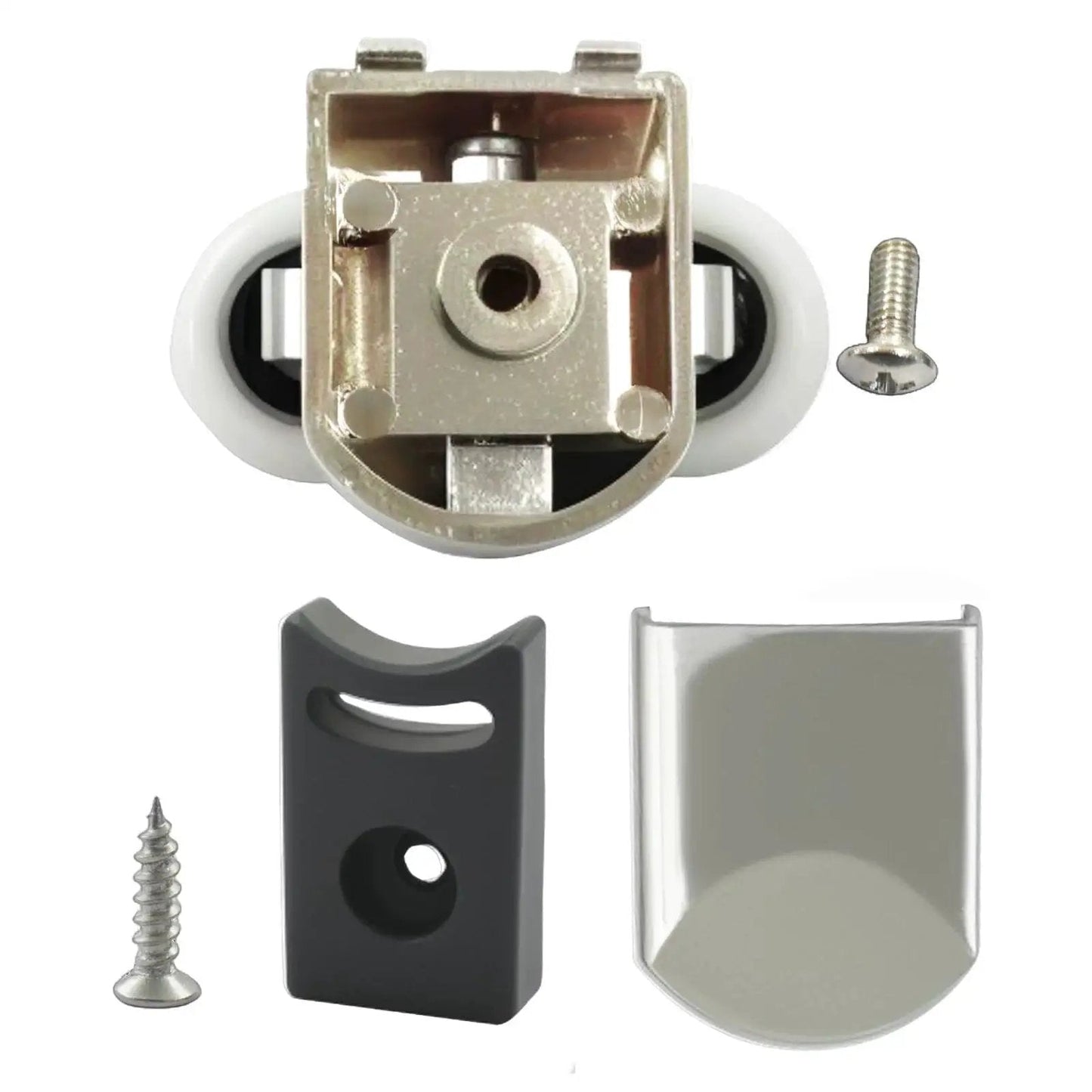 4 Pcs Curved Shower Door Rollers Replacement With 23mm Aluminum Alloy Wheels, Anti Collision Block And Screws
