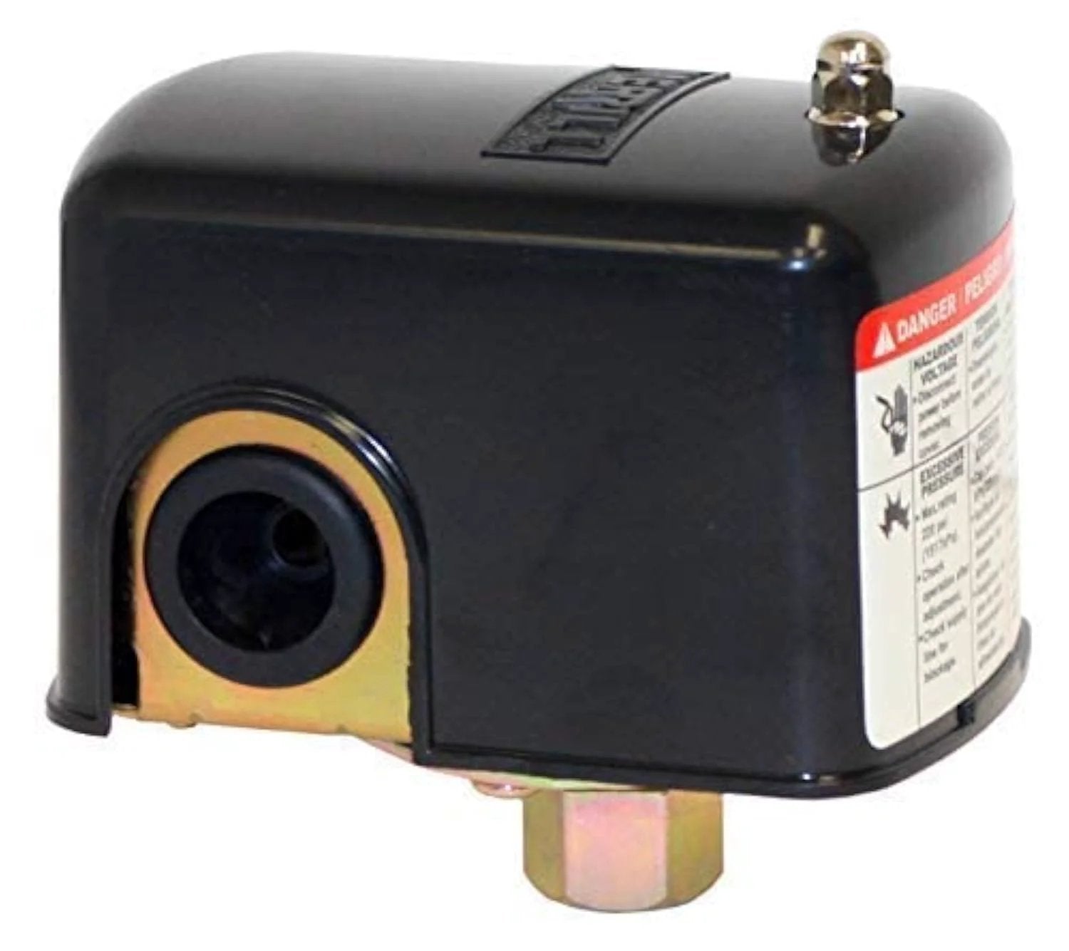 Black cover of Water Well Pressure Control Switch for Your Pump 40 60 PSI Cut In Cut Off One Quarter Inch NPT NEMA 1 Adjustable Differential