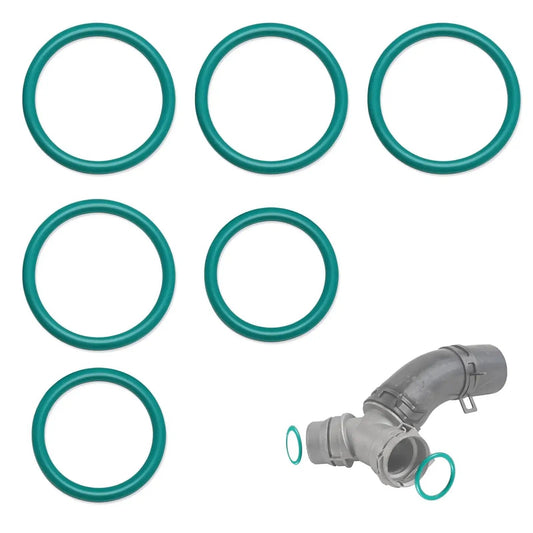 O Ring Seal Set For Ford F Series Radiator Hose And T Pipe Coolant Leak Repair 6 Pack with FPM material shown with T-pipe.