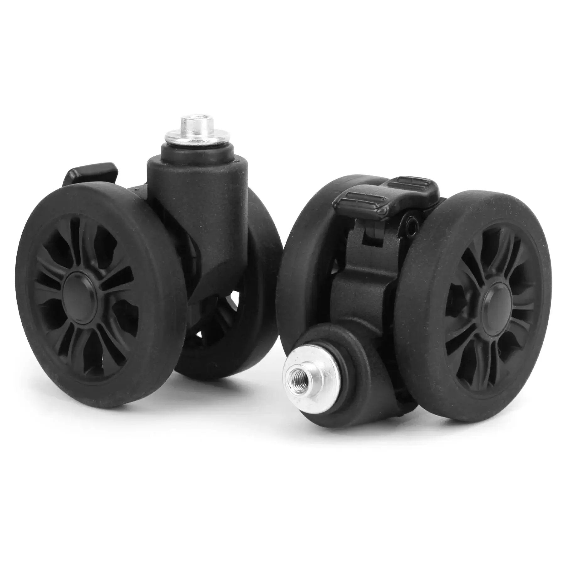 Universal Luggage Replacement Wheels With Brake System 360 Swivel For Travel Suitcases Silent 55mm Wheels Black
