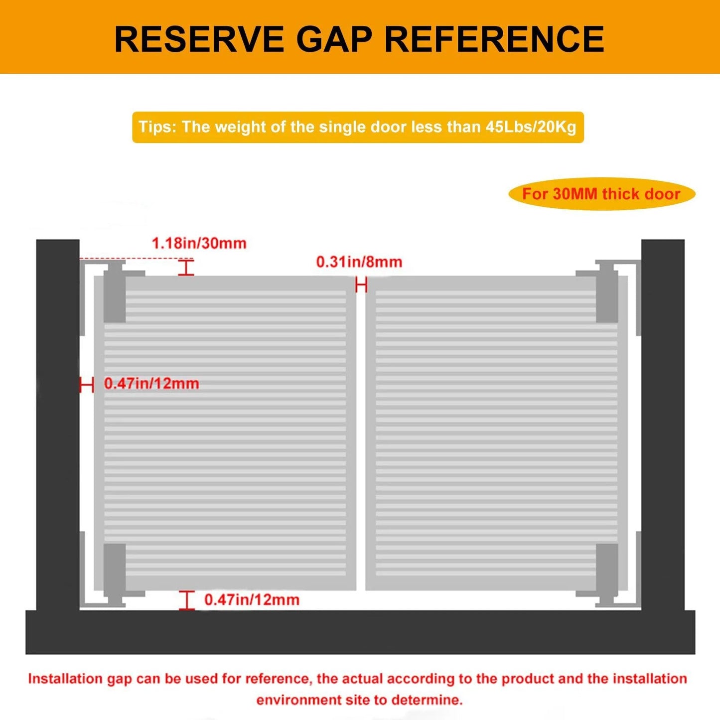 Installation diagram for Self Return Double Swing Saloon Door Hinges For Cafe Doors 304 Stainless Steel Hardware Heavy Duty