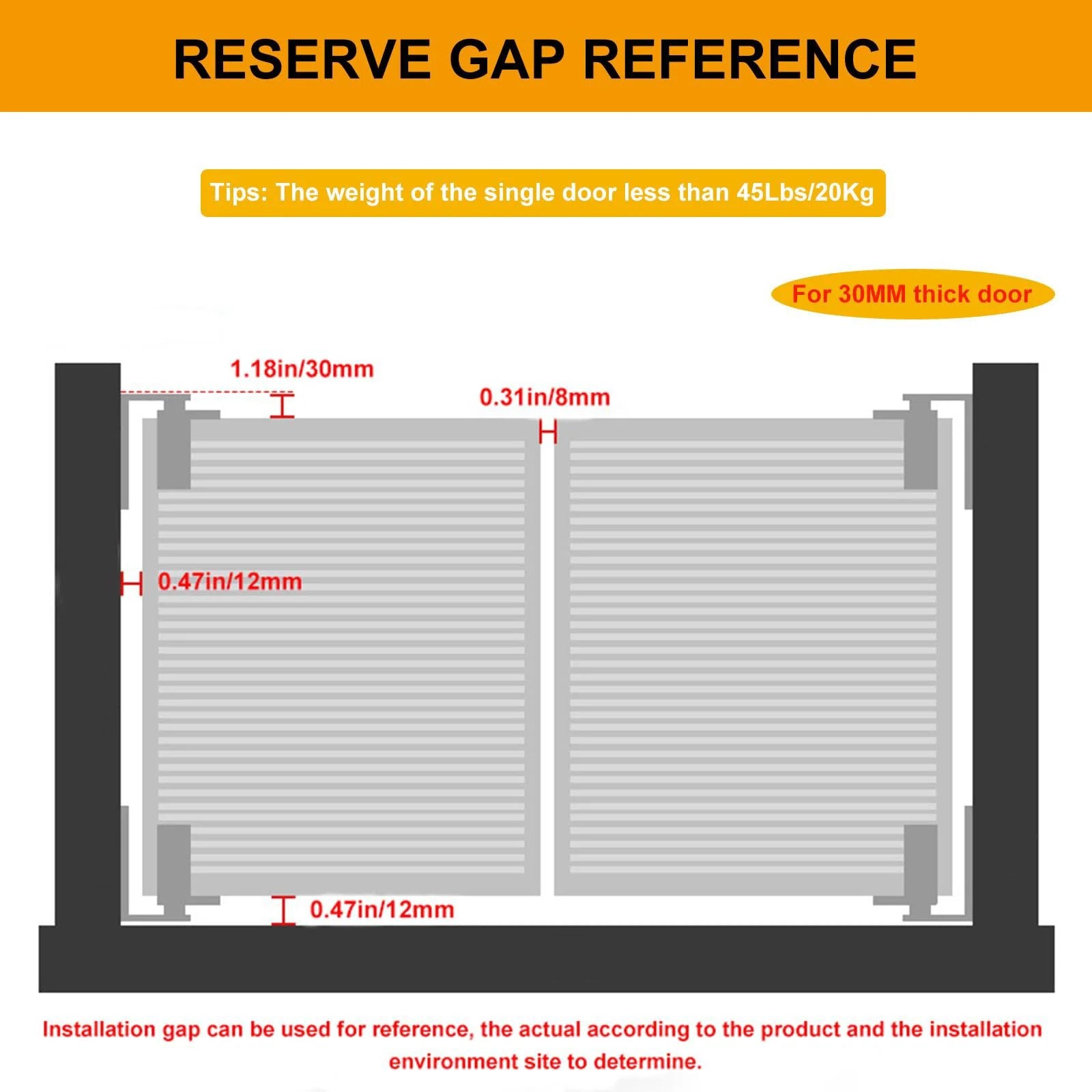 Installation diagram for Self Return Double Swing Saloon Door Hinges For Cafe Doors 304 Stainless Steel Hardware Heavy Duty