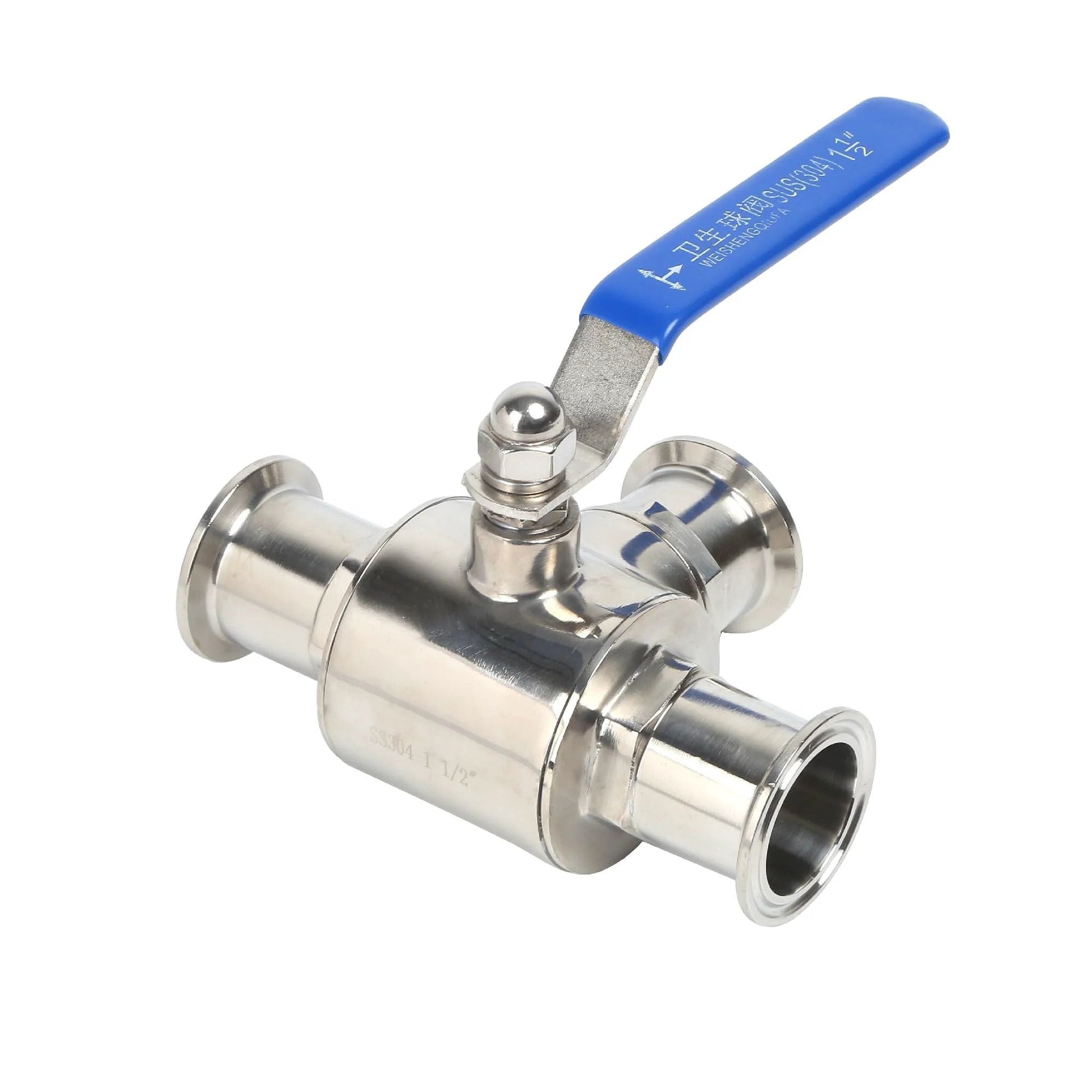 One And A Half Inch Tri Clamp Sanitary Ball Valve With T Port Three Way 304 Stainless Steel PTFE Lined Food Grade For Dairy Beer Brewing Water Pharmaceutical And Biological Applications Pro Grade QiiMii