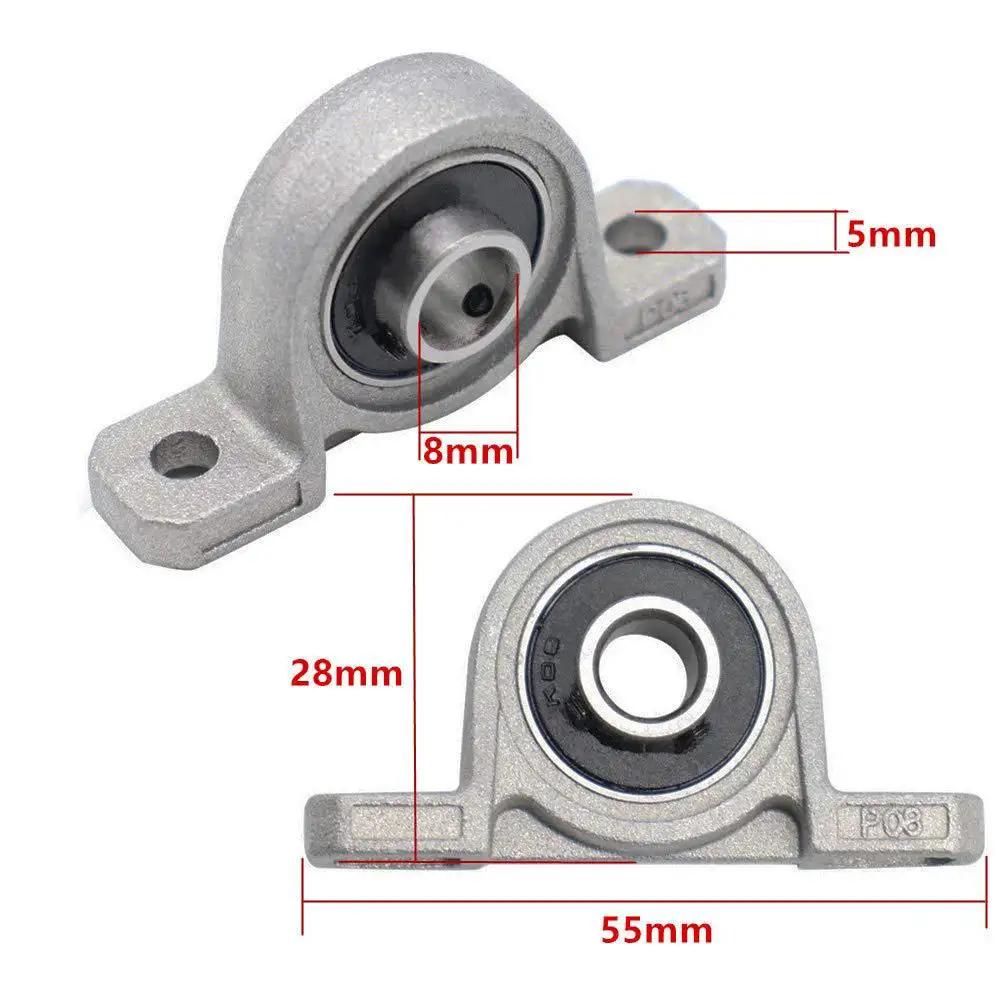 Ten Pack Pillow Block Bearings With 8 Mm Bore Ball Mounted Inserts In Zinc Alloy Beefy Heavy Duty Industrial Grade 55 X 28 X 13 Mm Size