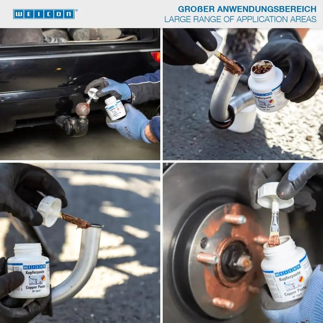 Copper Paste Anti Seize Lubricant For High Temperature Threads And Joints Heavy Duty Assembly Compound application on car parts.