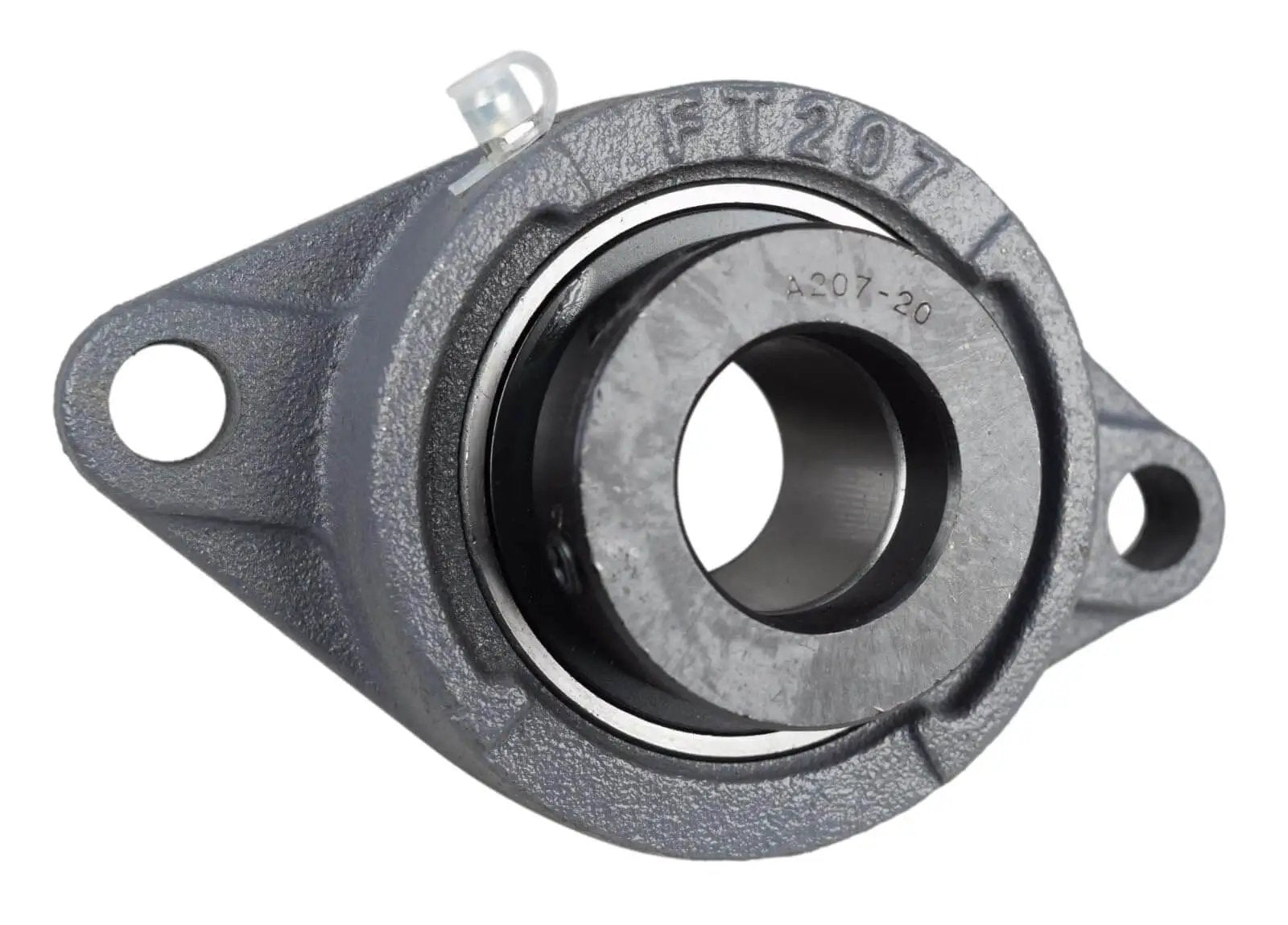 1-1/4 Inch Two Bolt Flange Bearing With Lock Collar Cam Lock Eccentric, Cast Iron Housing, front view