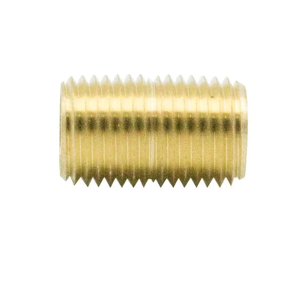 Close Nipple Brass Pipe Fitting For One Eighth NPT Male To One Eighth NPT Male Three Quarter Inch Length One Thousand Two Hundred PSI Rating