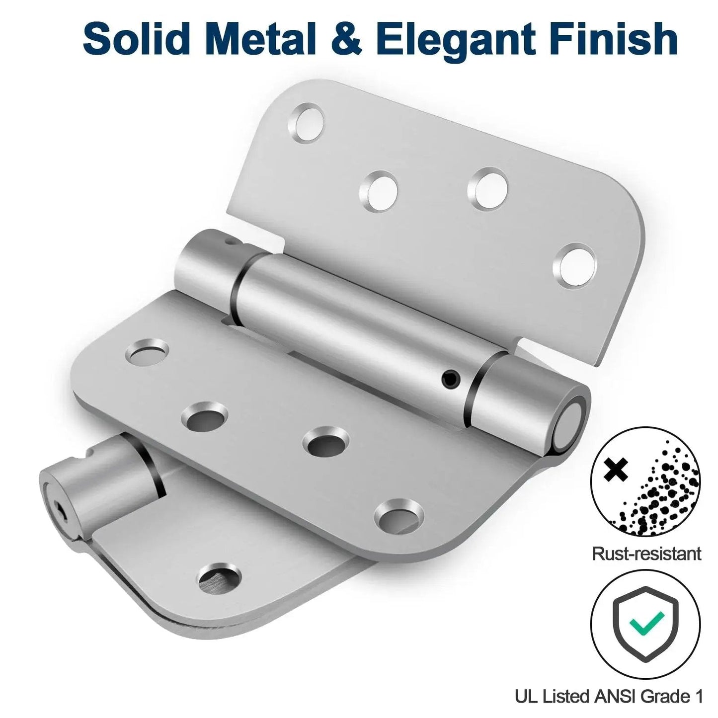 4 Inch Self Closing Door Hinges Spring Loaded Adjustable Tension For Garage Front And Back Doors Brushed Nickel UL Listed