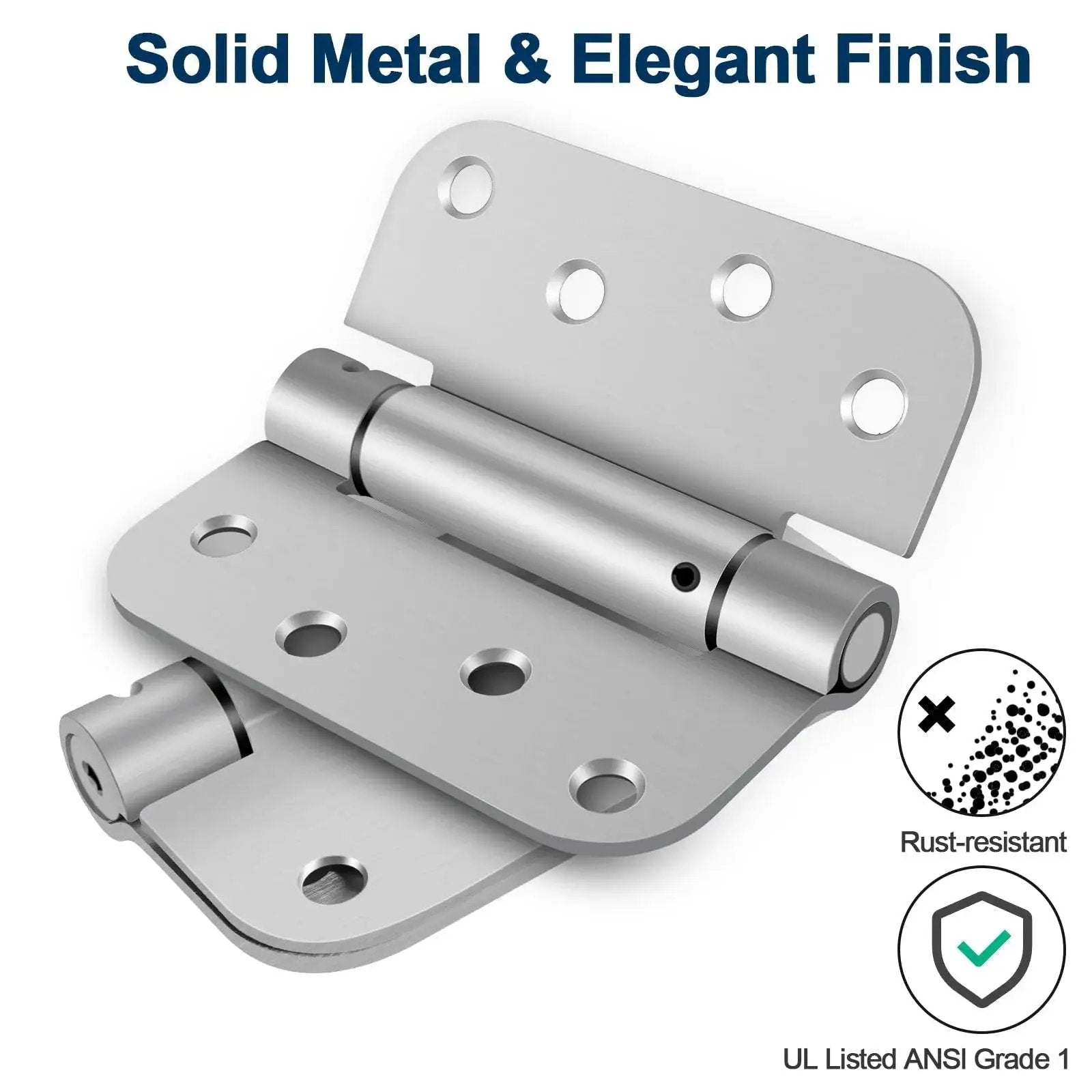 4 Inch Self Closing Door Hinges Spring Loaded Adjustable Tension For Garage Front And Back Doors Brushed Nickel UL Listed