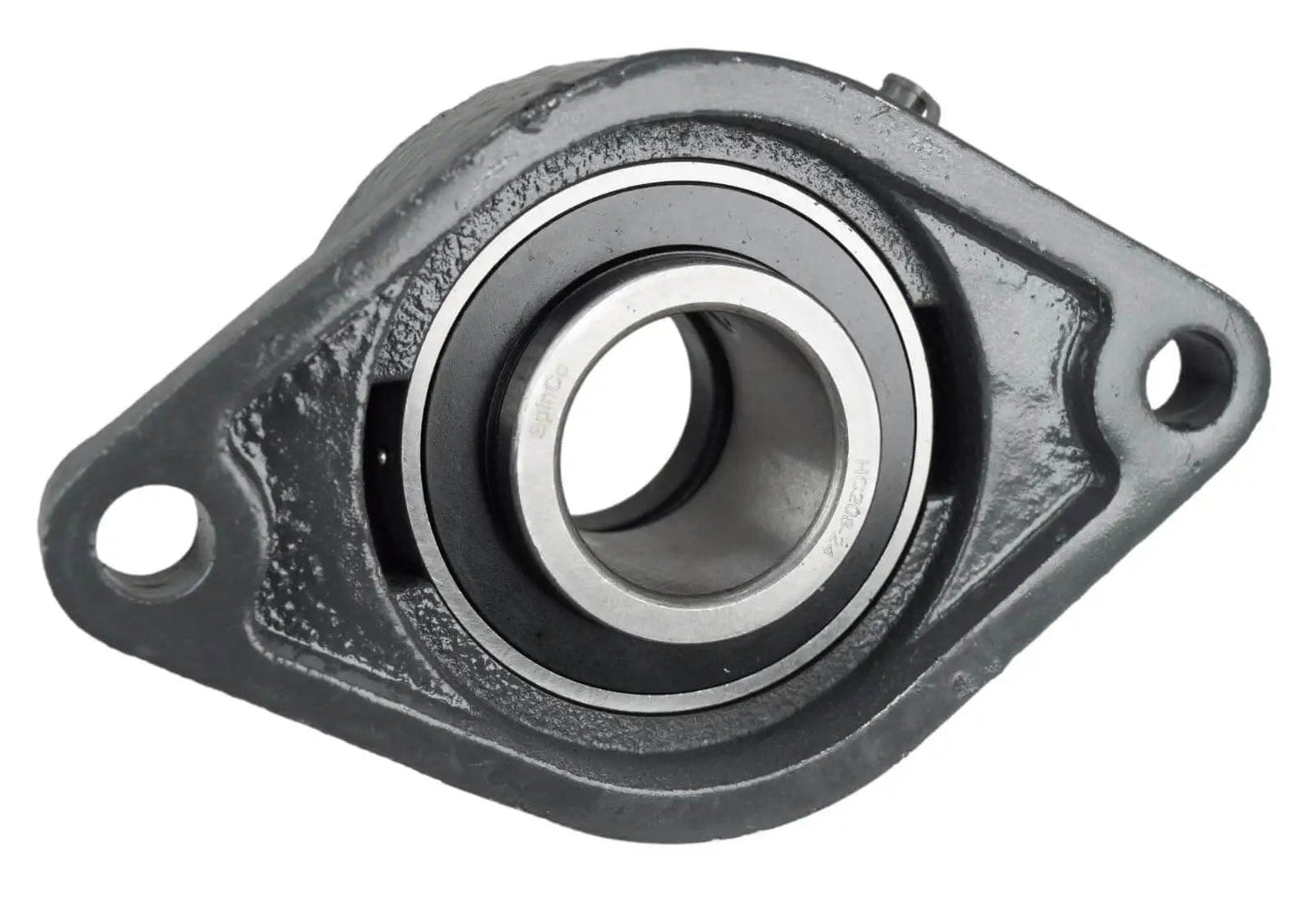 1-1/2 In Two Bolt Flange Bearing With Lock Collar Cam Lock Eccentric Inner Ring Cast Iron Housing Grease Zerk Shaft Mount