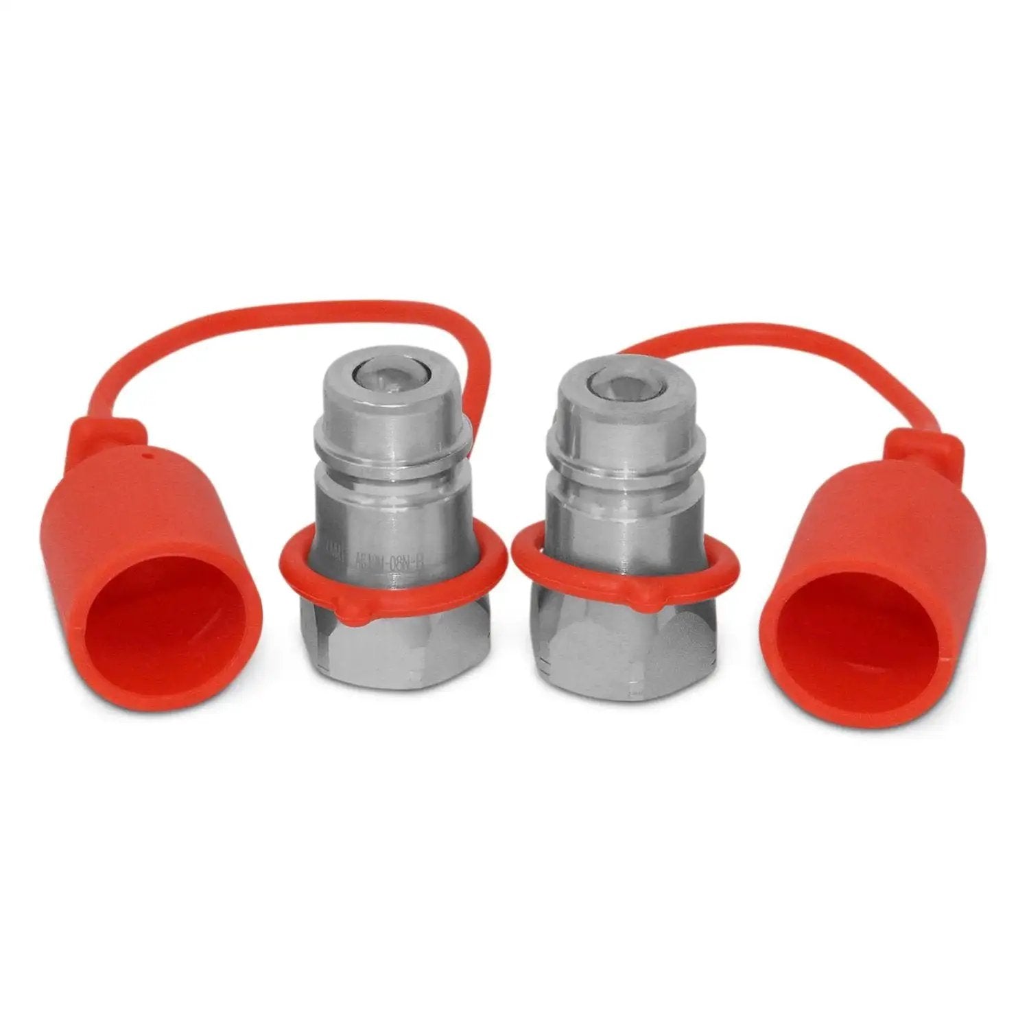 Two Pack Half Inch ISO 5675 Hydraulic Quick Connect Male Coupler With Ball Valve And Half Inch NPT, 3600 PSI Rating