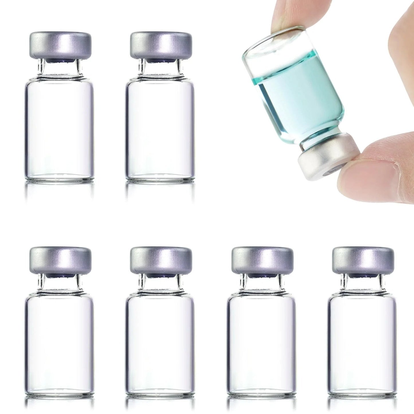 10 Pack 2ml Sealed Sample Vials With Self Healing Injection Port Transparent Borosilicate Glass Vials Aluminum Cap And Teflon Coated Non Latex Chlorobutyl Rubber Stoppers Sterile Empty Vials For Lab Use