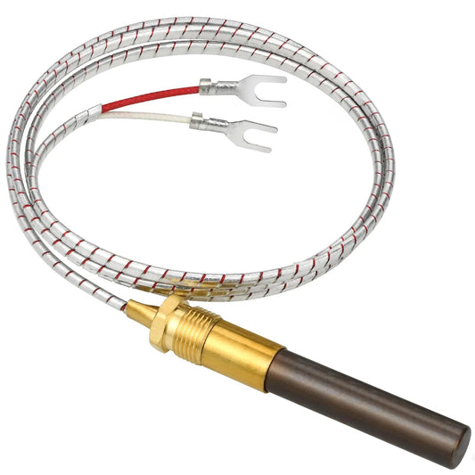 38 Inch Thermopile Replacement For Gas Fryers Ovens Fireplaces And Water Heaters, 750C 750mV Aluminum Thermopile With Fixed Nut, Compatible With Pitco 60125501 And Brands Like Heatilator Heat Glo Vermont Castings Empire