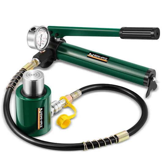 20 Ton Hydraulic Ram Jack With CP180 Pump And Pressure Gauge Porta Power Kit displaying green pump and hose