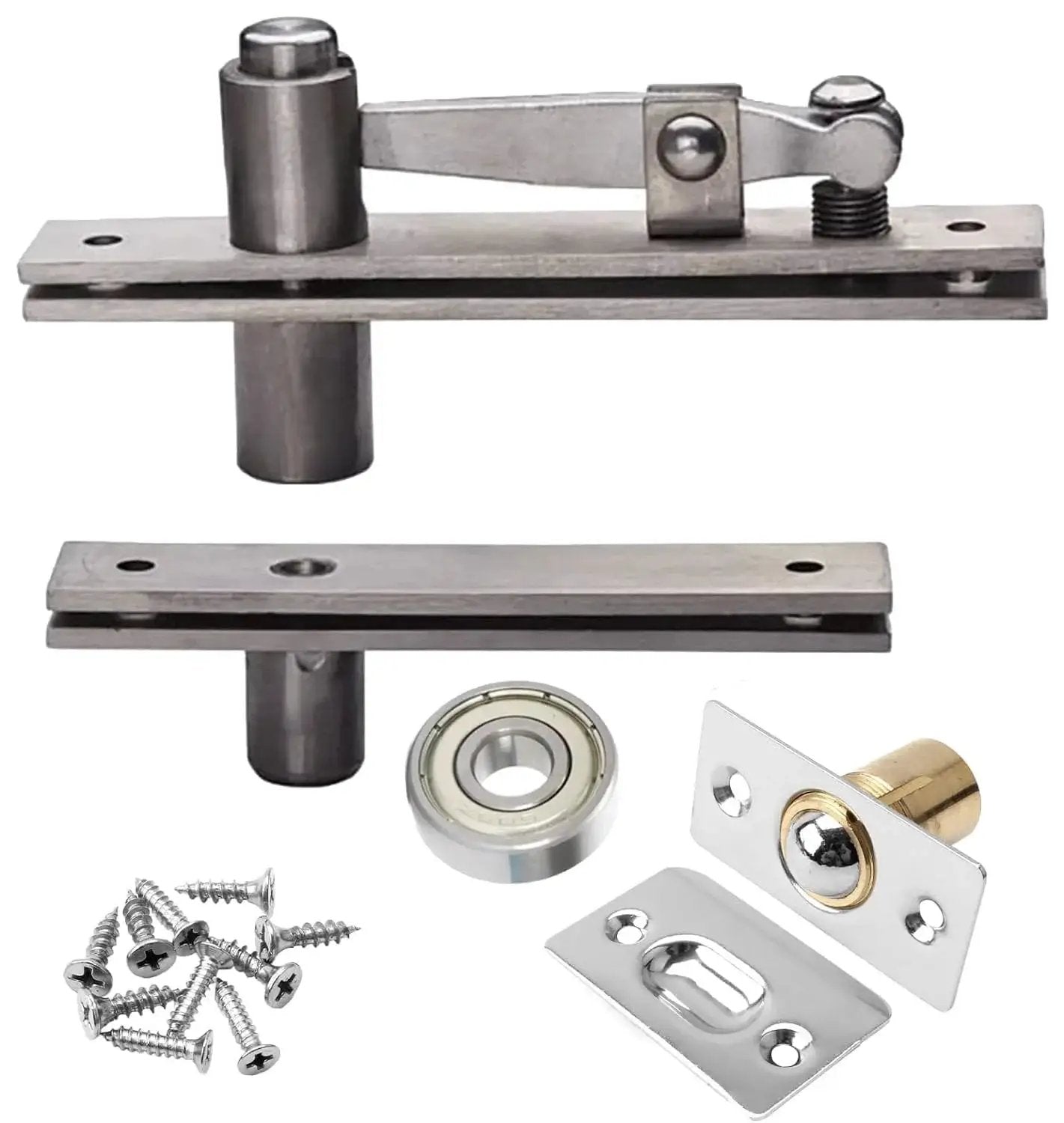 Heavy Duty Pivot Hinge for Secret Hidden Doors and Hidden Bookcase Doors, 300 Lb Load Bearing, 304 Stainless Steel with Ball Catch