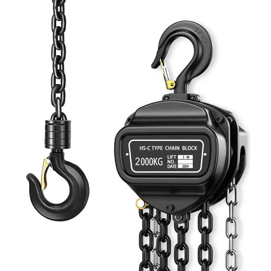 2 Ton Manual Chain Hoist With 10 Ft Lift Height And 4400 Lbs Capacity, G80 Galvanized Carbon Steel Chain, Auto Chain Lead, 360 Degree Rotation Hook For Warehouse
