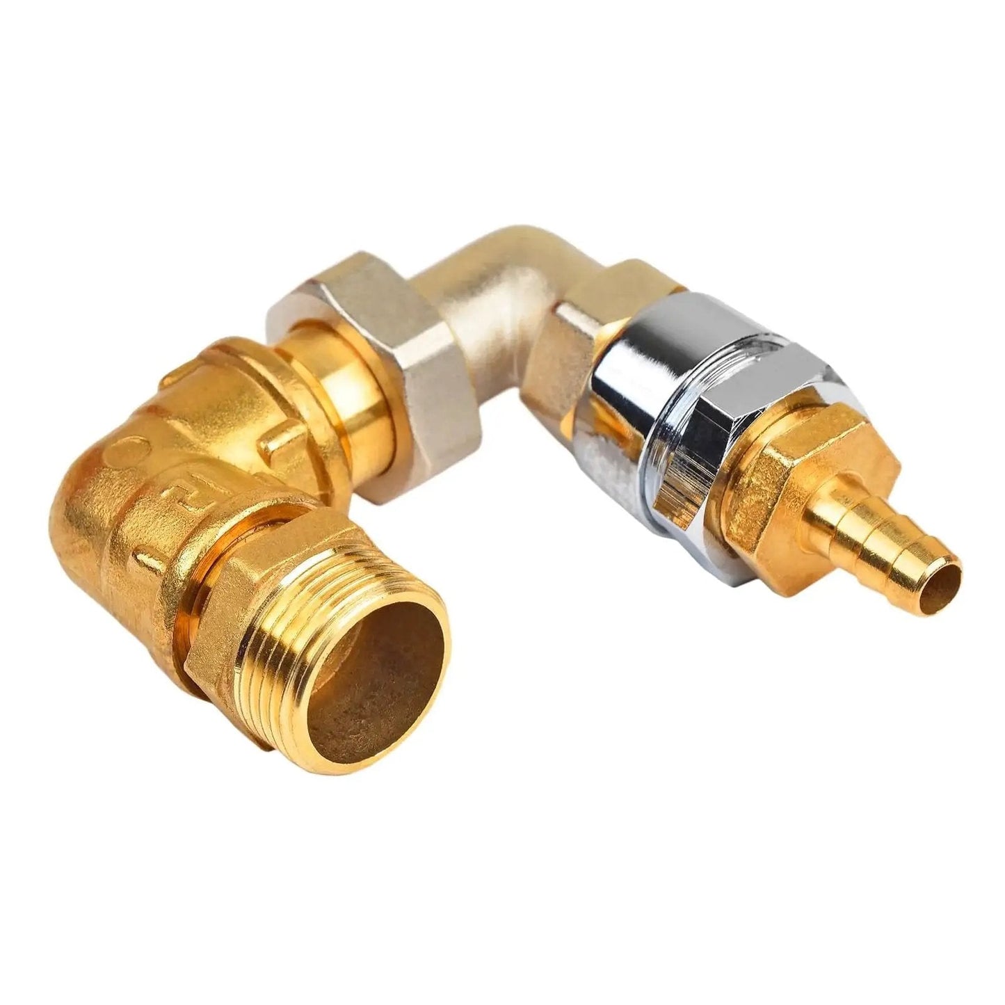 Brass Hex Bushing 1/8 NPT Female To 3/4 NPT Male Reducer Fittings for water, air, oil, gas lines, showcasing connector details, pack of 2