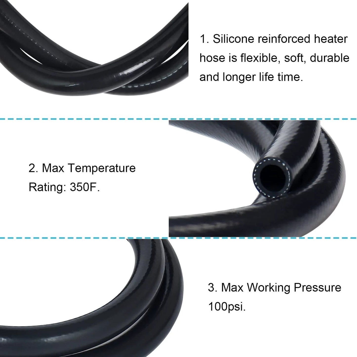 Heavy Duty Silicone Heater Hose For Auto 0.25 Inch ID X 5 Ft Long Reinforced Vacuum And Coolant Line shown coiled