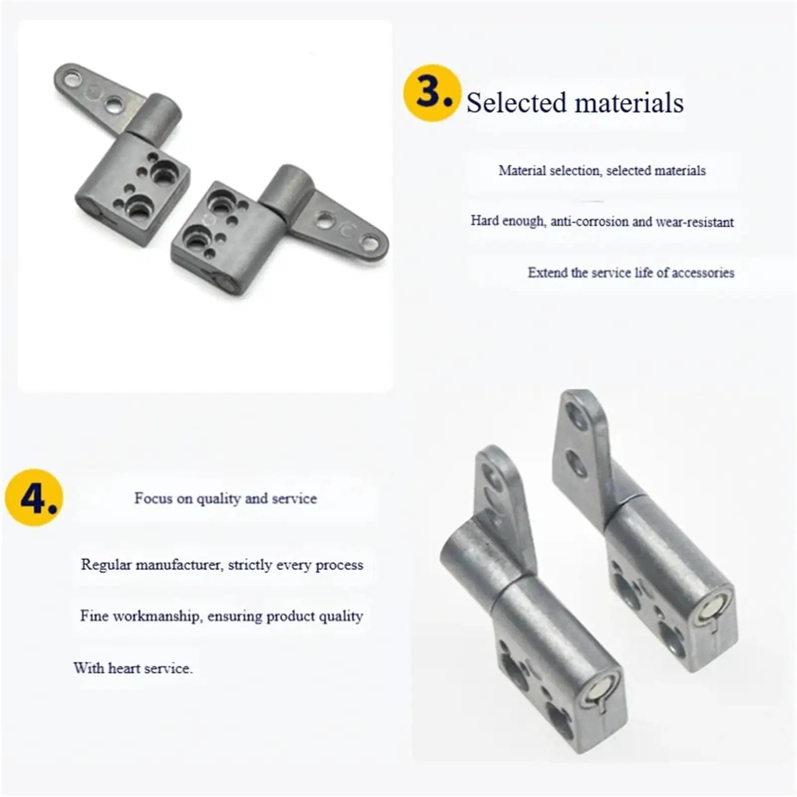 2 Pack Zinc Alloy Damping Hinge Set With 360 Degree Rotatable Torque Shaft For Cabinet And Gate Friction Hinges 0.56 Nm Right Hand Smooth Self Closing Quiet Operation, showing front and side view