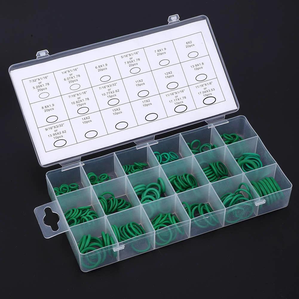 High Temperature Nitrile O Ring Seal Kit 270 Piece Set With Durable Storage Box For Home Hydraulic Industrial And Pneumatic Systems Includes Multiple Sizes And Double Seal To Prevent Water Leaks