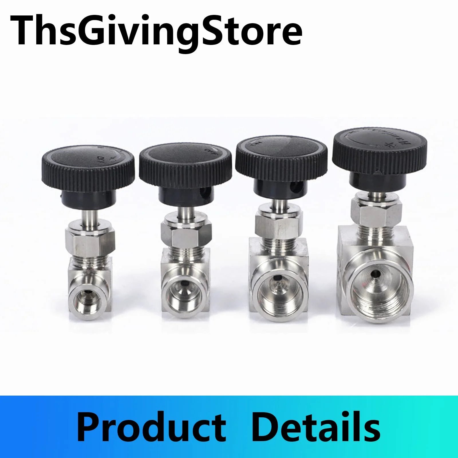 Stainless Steel 304 G Female Needle Valve With Flow Control For Water Gas Oil 1/8 1/4 3/8 1/2 Inch Thread Options Ferrule Straight Through Design Rated To 915 PSI 64 Bar For Reliable Flow Control In Water Gas And Oil Systems displayed in various sizes.