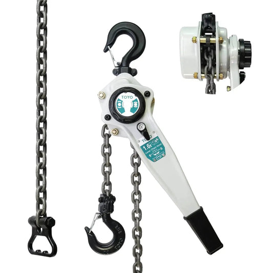 Lever Chain Hoist 3500 Lbs 20 Ft With G80 Alloy Chain And 2 Heavy Duty Hooks shown with long chain and two sturdy hooks
