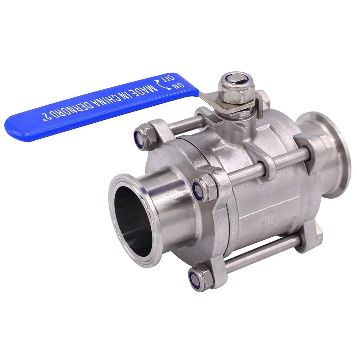 Sanitary Ball Valve 2 Inch Tube OD Quick Clamp Tri Clamp Fitting Stainless Steel 304 PTFE Lined Two Way and Three Piece for Food and Beverage