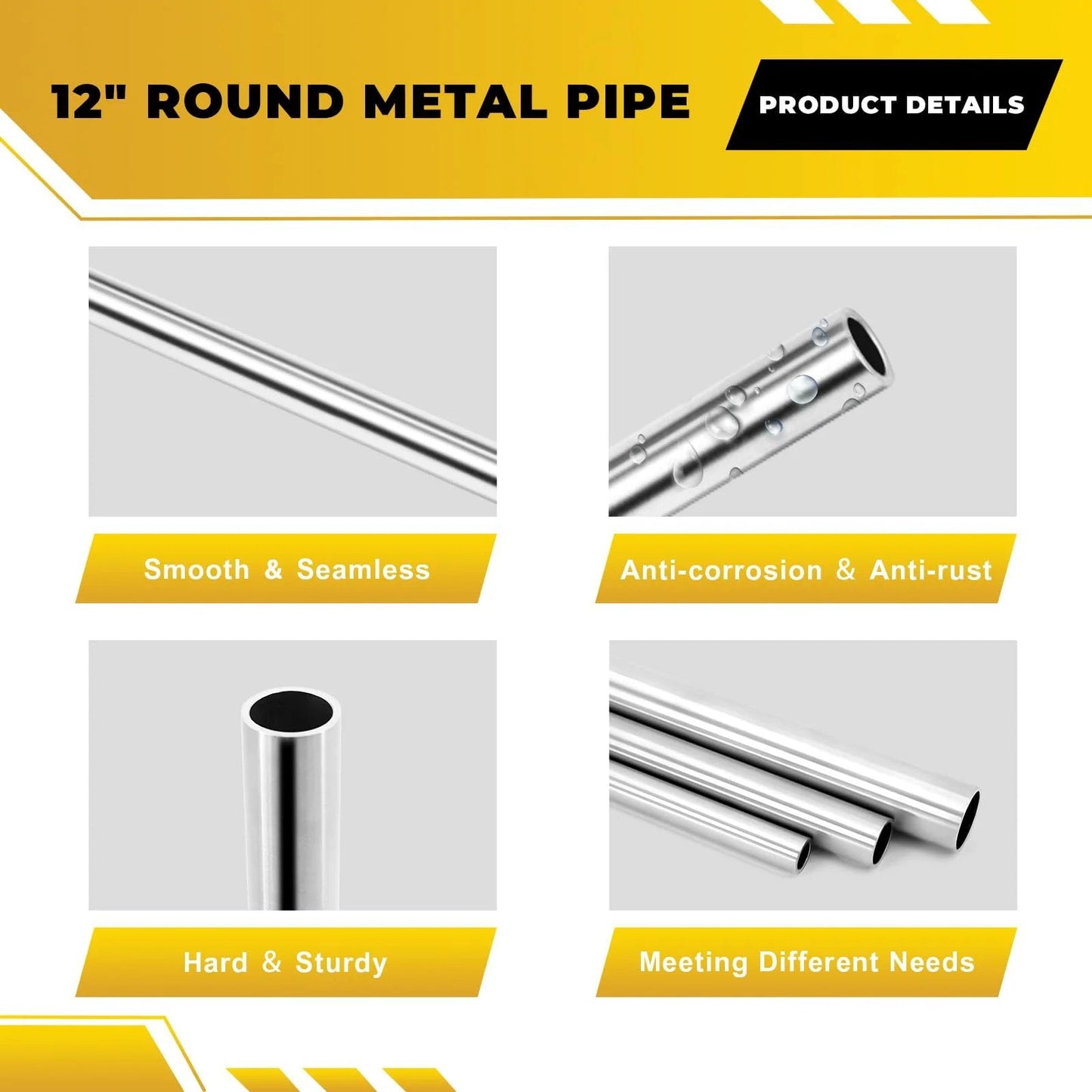 316 Stainless Steel Tube 5/8 Inch OD Built Tough For Marine And Chemical Use, four highlighted features, 12 Inch Length