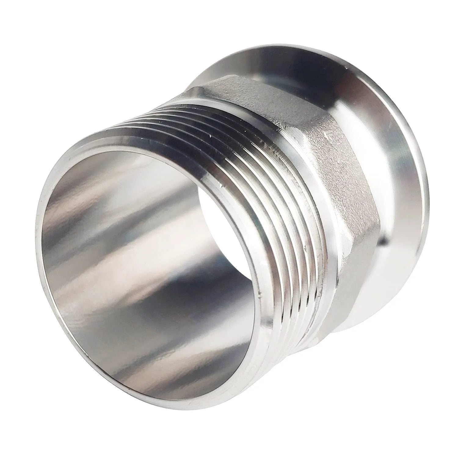 1.5 Inch Sanitary Tri Clamp To 1-1/4 Inch NPT Male Hex Thread Adapter In 304 Stainless Steel Top Notch Tri Clover Fitting