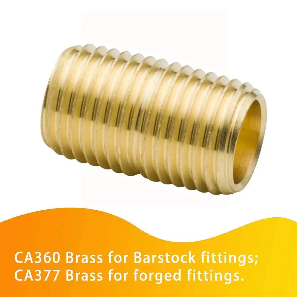 Close Nipple Brass Pipe Fitting For One Eighth NPT Male To One Eighth NPT Male Three Quarter Inch Length One Thousand Two Hundred PSI Rating One Piece Forged CA360 CA377 Brass With Dryseal Threads SAE Standard Pack Of Five By Legines