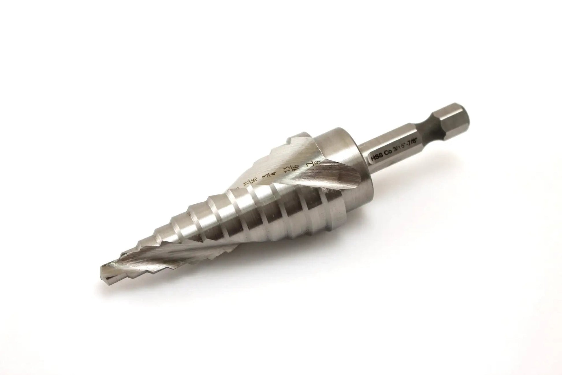 Heavy Duty Cobalt Spiral Flute Step Drill Bit Set With 12 Hole Sizes From 3/16 Inch To 7/8 Inch, 1/4 Inch Hex Shank, TEMO M35 Unibit For Metal And Wood