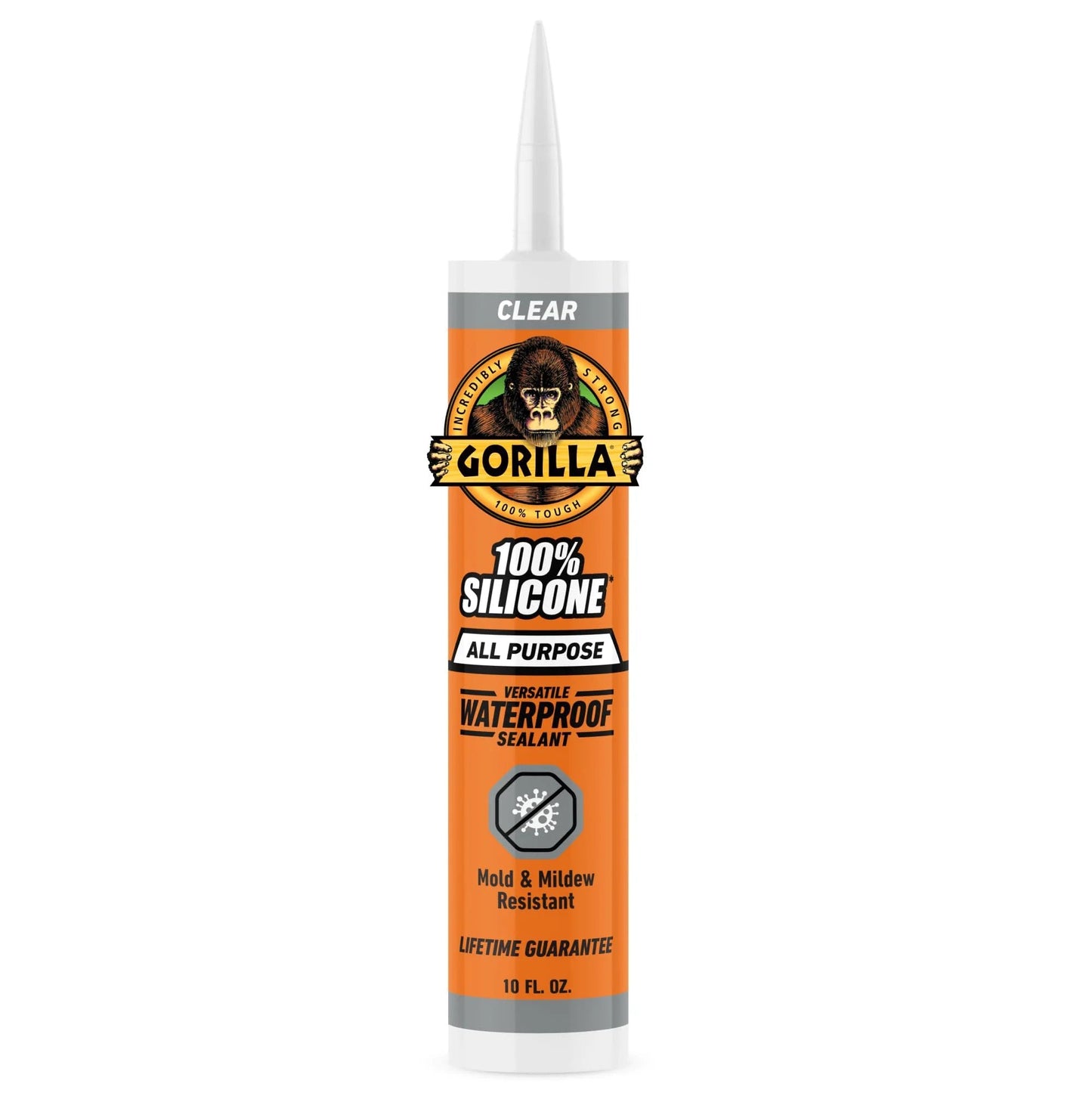 All Purpose Silicone Sealant For Indoor Outdoor Use 100 Percent Waterproof 10 Oz Cartridge Clear Fast Cure In 30 Minutes DIY Friendly Home Repair Must Have For Showers Sinks Windows Doors Gutters And Vents Gorilla Brand