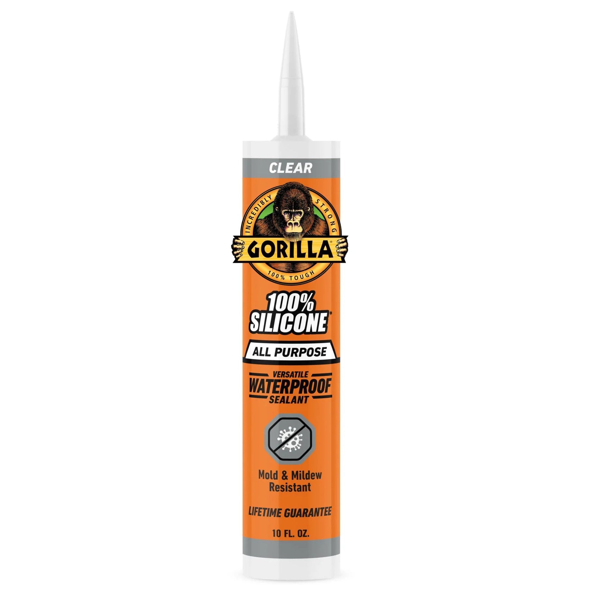 All Purpose Silicone Sealant For Indoor Outdoor Use 100 Percent Waterproof 10 Oz Cartridge Clear Fast Cure In 30 Minutes DIY Friendly Home Repair Must Have For Showers Sinks Windows Doors Gutters And Vents Gorilla Brand