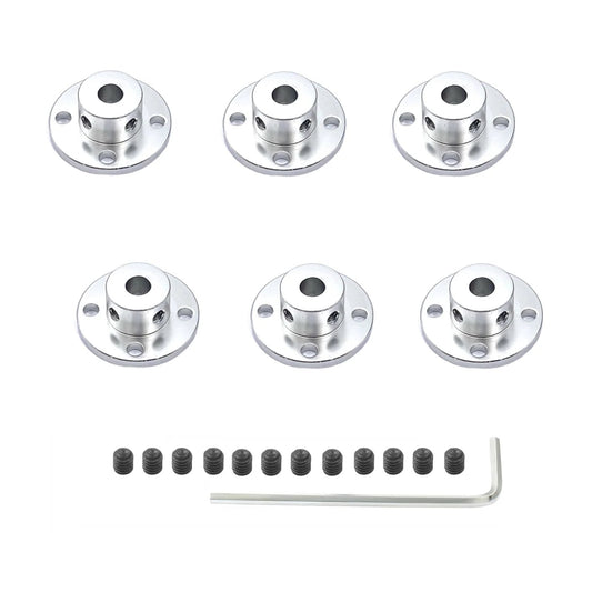 6 Pcs 6mm Flange Shaft Couplings Aluminum Mounting Hub For DIY RC Model Motors, Lightweight Aluminum Alloy, Includes Hex Wrench And 12 M4 Screws For Stable, Easy Motor Connections