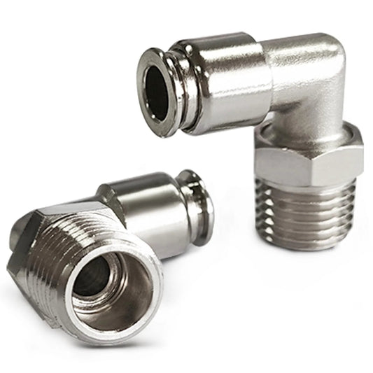 2 Pack Pneumatic Male Elbow Fittings Heavy Duty One Quarter Inch Tube OD To One Quarter Inch NPT 304 Stainless Steel Push To Connect Air Suspension Fittings For Semi Trucks Trailers And Tractors FloVentis
