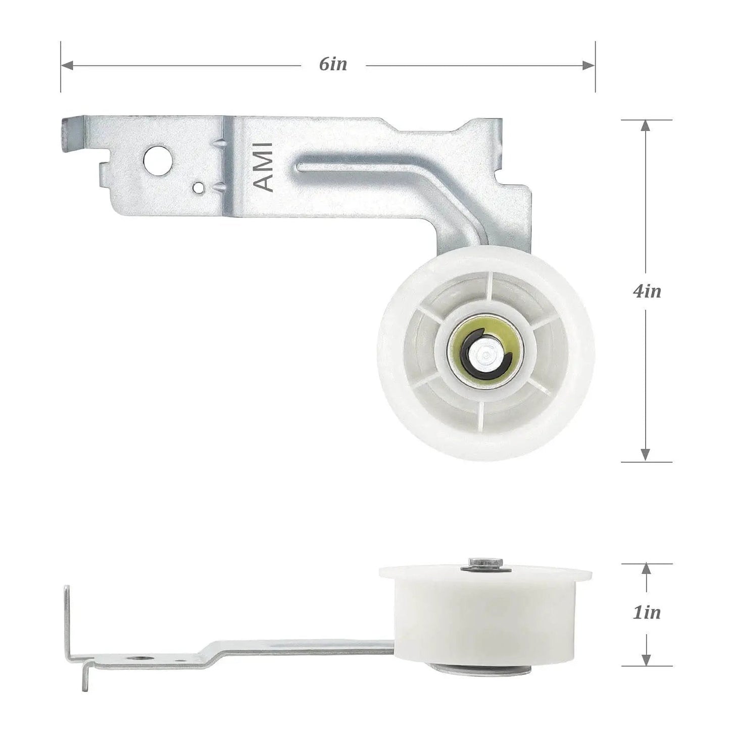 Single dryer idler pulley assembly with upgraded dual sealed ball bearings replaces PD00032419 DC96-00882B DC96-00882C dimensions
