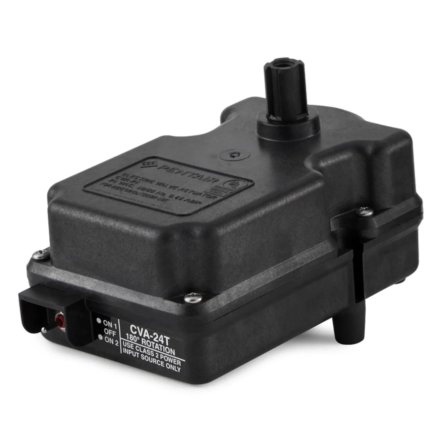 CVA 24T Valve Actuator Replacement For Pool Systems, 24V AC Motor, 180 Degree Rotation, Easy Install, black housing.