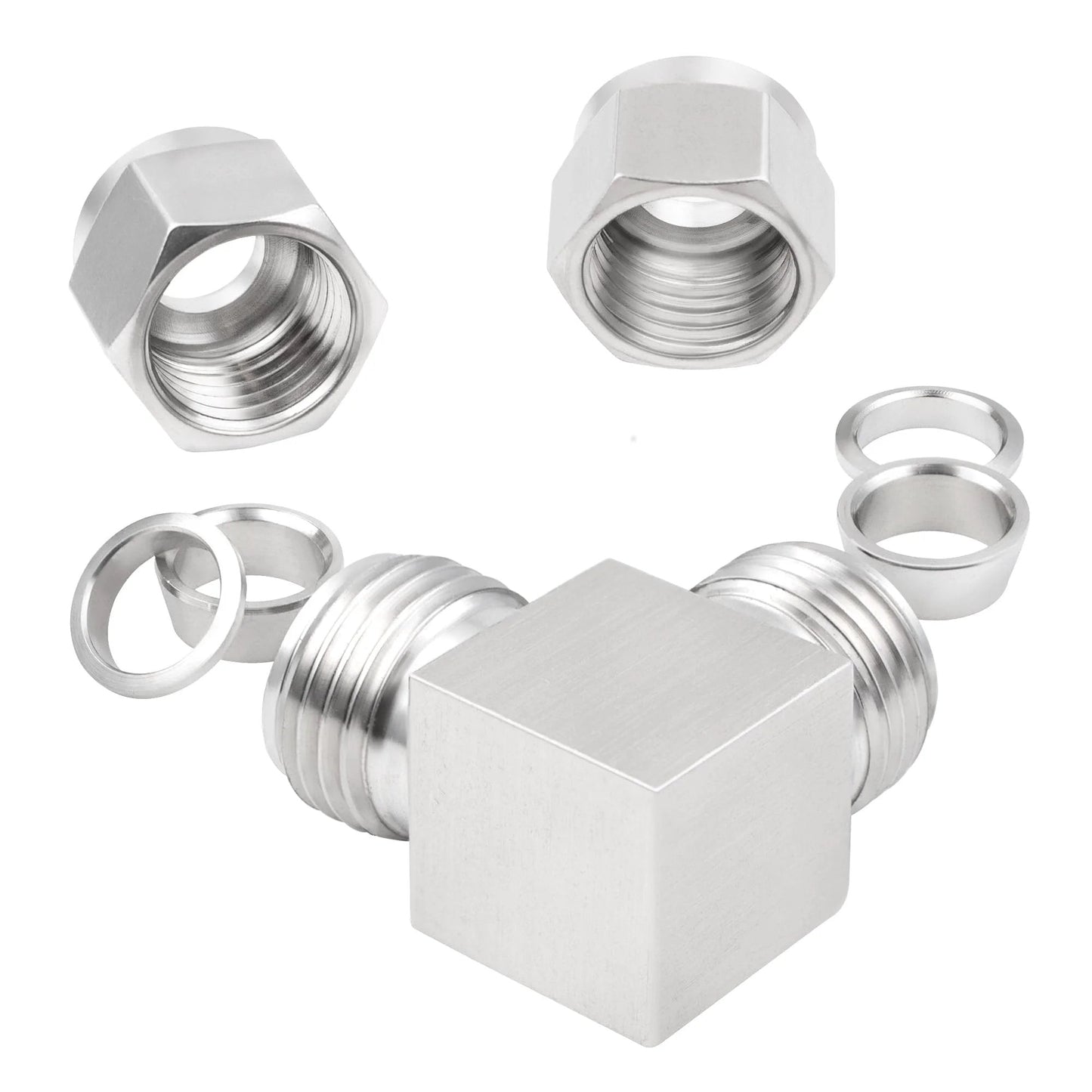 Stainless Steel 304 Compression Tube Fitting 90 Degree Elbow For Quarter Inch OD To Quarter Inch OD Tubing, Pack Of 2