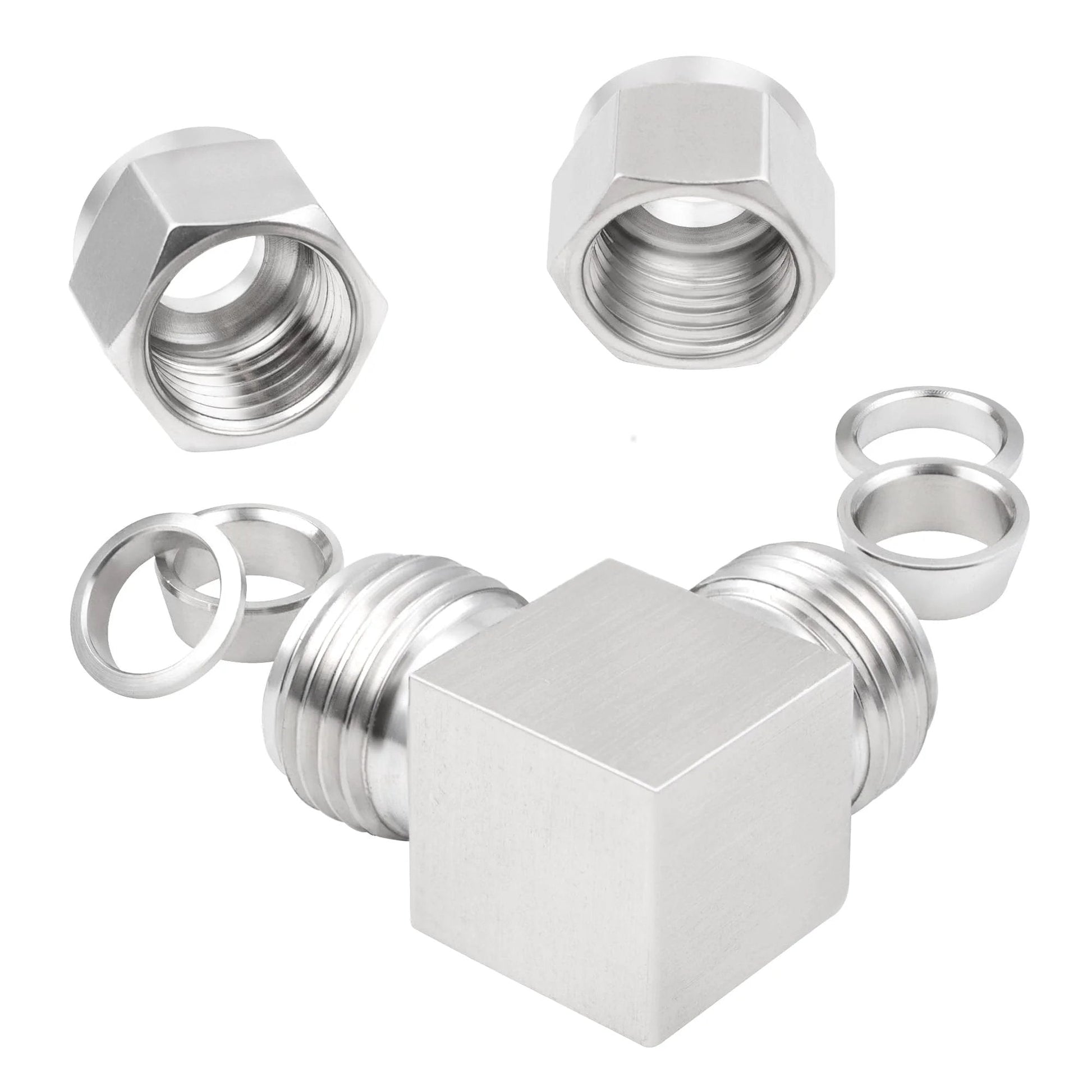 Stainless Steel 304 Compression Tube Fitting 90 Degree Elbow For Quarter Inch OD To Quarter Inch OD Tubing, Pack Of 2