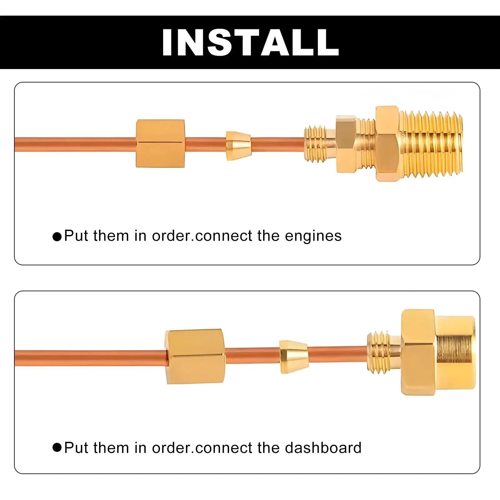 Installation guide for Heavy Duty 72 Inch Copper Oil Pressure Gauge Tubing Kit With Brass Threaded Fittings And Seal Tape For Pressure Gauges.