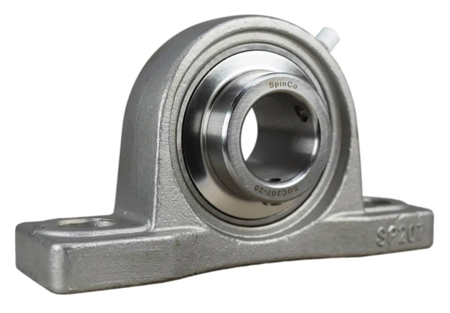 1-1/4 Inch Stainless Steel Pillow Block Bearing With Wide Inner Ring And Two Set Screws, Grease Zerk, Stainless Steel Housing